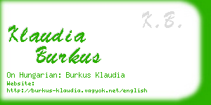 klaudia burkus business card